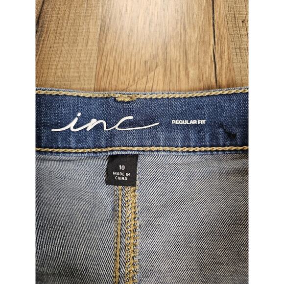 INC Womens Button Down Denim Midi Skirt Size 10 Stretch Bohemian Moto Preppy - Picture 3 of 7